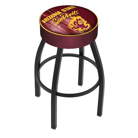 Holland Bar Stool Co 30" Arizona State Cushion Seat, Blk Wrnkl Base Swivel Bar Stool, Sparky L8B130ArizSt-S-D2